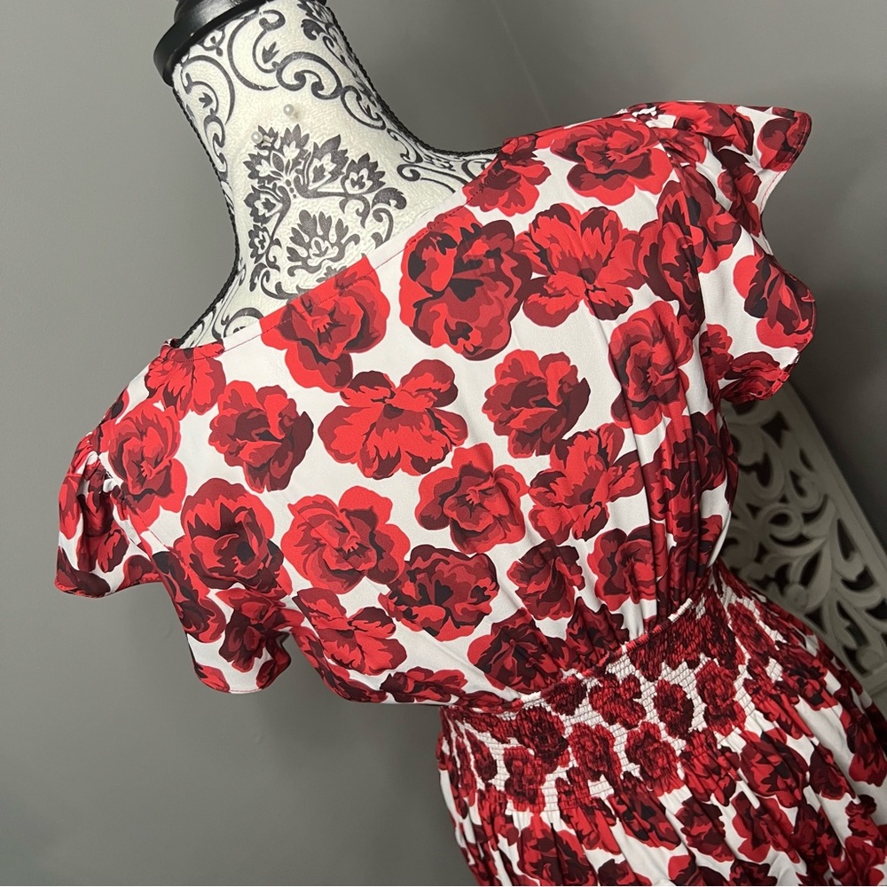 Wayward Fancies Ruffle Sleeve Floral Midi Dress Size Small Boho Cottage Core - Picture 11 of 14